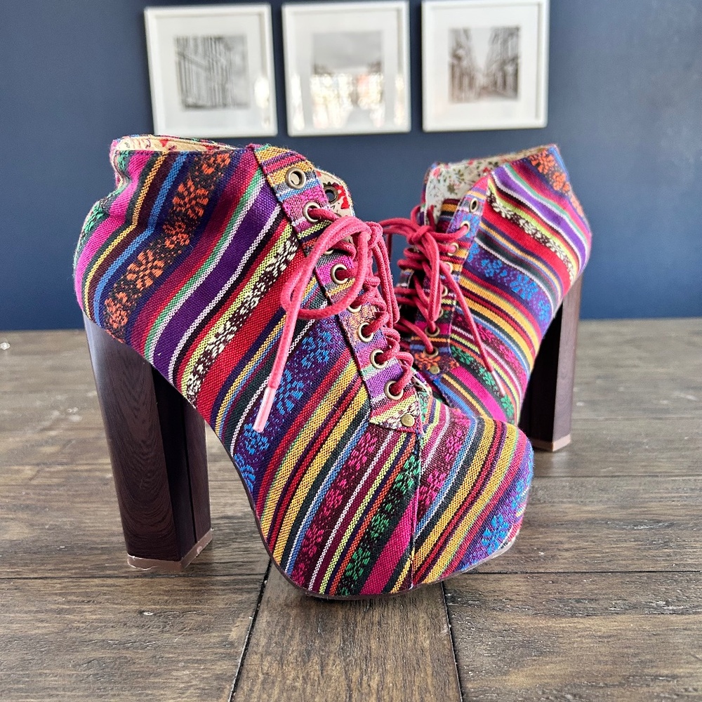 Vintage Brand women's platform ankle boots block heel vibrant multicolor sz 5.5
